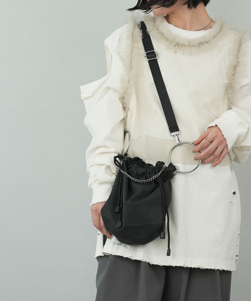 chuclla（チュクラ）の「サークルハンドル ギャザー巾着miniバッグ cha23s004（ショルダーバッグ・レディース・ブラック・FREE）」の12枚目の写真