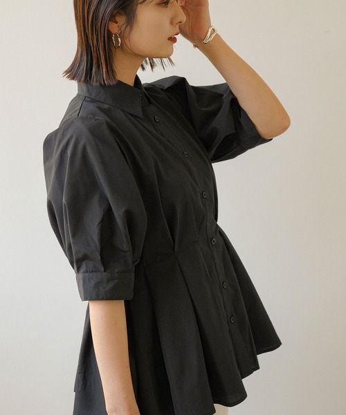 ウエストタックペプラムシャツ