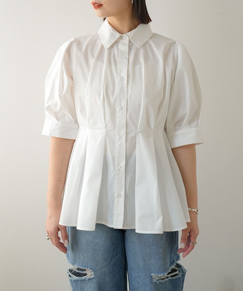 ウエストタックペプラムシャツ