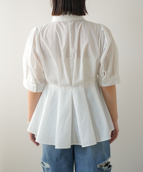 ウエストタックペプラムシャツ