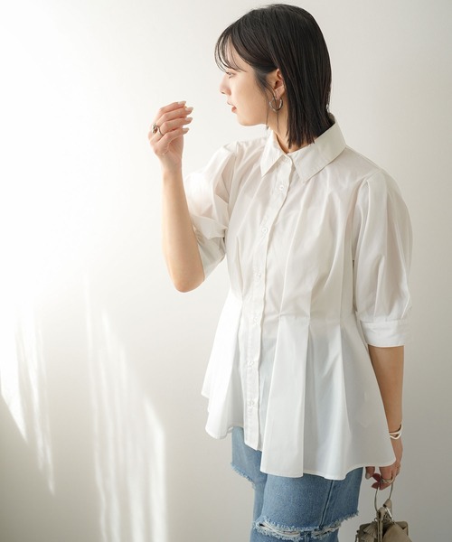 ウエストタックペプラムシャツ