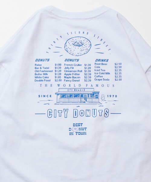 FREAK'S STORE(フリークスストア)の「【限定展開】GROCERY & DELICATESSEN/グロサリー&デリカテッセン 別注 ビッグシルエット CITY DONUTS バックプリントTシャツ(Tシャツ/カットソー・メンズ・ホワイト/アッシュグレー/ブラック/ライトピンク・SMALL/MEDIUM/LARGE)」の2枚目の写真
