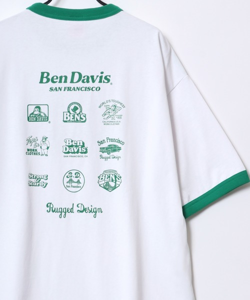 BEN DAVIS(ベンデイビス)の「BEN DAVIS/ベンデイビス OVAL RINGER TEE/オーバーサイズ オーバルロゴ バックプリント リンガー 半袖Tシャツ(Tシャツ/カットソー・メンズ・ホワイト×ブラック/ラベンダー/ホワイト×レッド/ホワイト×グリーン/セージグリーン・M/L/XL)」の3枚目の写真
