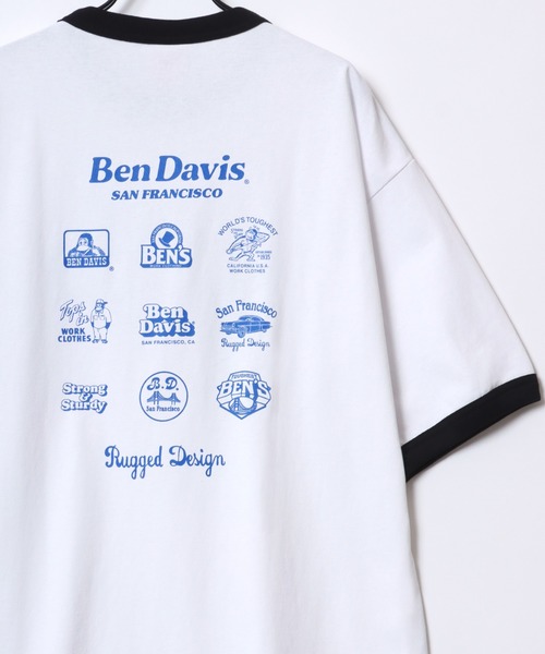 BEN DAVIS(ベンデイビス)の「BEN DAVIS/ベンデイビス OVAL RINGER TEE/オーバーサイズ オーバルロゴ バックプリント リンガー 半袖Tシャツ(Tシャツ/カットソー・メンズ・ホワイト×ブラック/ラベンダー/ホワイト×レッド/ホワイト×グリーン/セージグリーン・M/L/XL)」の4枚目の写真