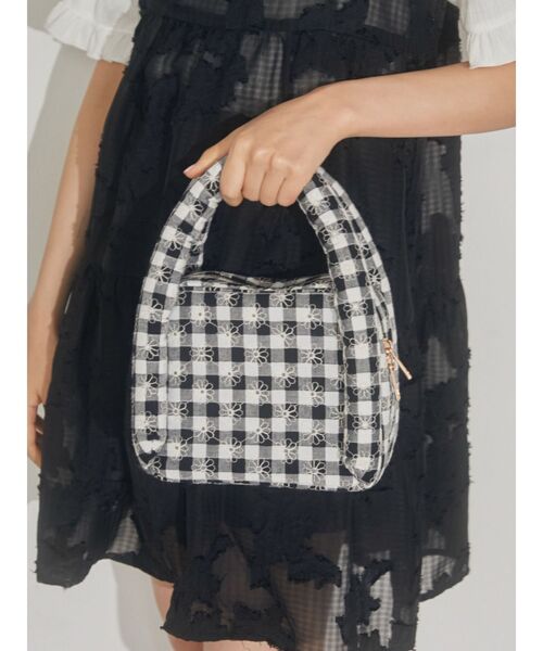 merry jenny（メリージェニー）の「flowerギンガムハンドbag（ハンドバッグ・レディース・ブラック/イエロー/ブルー・FREE）」の8枚目の写真