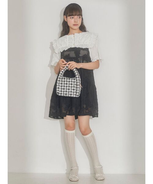 merry jenny（メリージェニー）の「flowerギンガムハンドbag（ハンドバッグ・レディース・ブラック/イエロー/ブルー・FREE）」の6枚目の写真