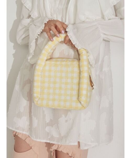 merry jenny（メリージェニー）の「flowerギンガムハンドbag（ハンドバッグ・レディース・ブラック/イエロー/ブルー・FREE）」の7枚目の写真