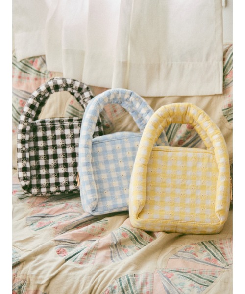 merry jenny（メリージェニー）の「flowerギンガムハンドbag（ハンドバッグ・レディース・ブラック/イエロー/ブルー・FREE）」の3枚目の写真