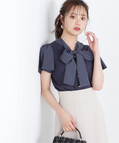 PROPORTION BODY DRESSING(プロポーションボディドレッシング)の「前後2WAYボウタイフレアーニット / 1213170504(ニット/セーター・レディース・ピンク/ネイビー/オフホワイト・FREE)」の2枚目の写真