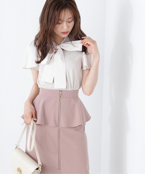 [美品] かぐれ　ピグメントダイ2WAYブラウス　ピンク　袖フレア　ゆったり　F PROPORTION BODY DRESSING（プロポーションボディドレッシング