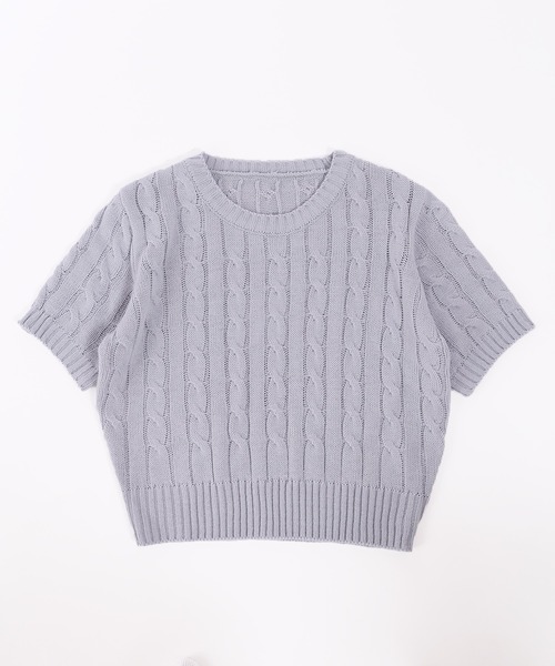 PHILLY(フィリー)の「ケーブル半袖ニット(ニット/セーター・レディース・アイボリー/グレー/ネイビー/ピンク・FREE)」の21枚目の写真