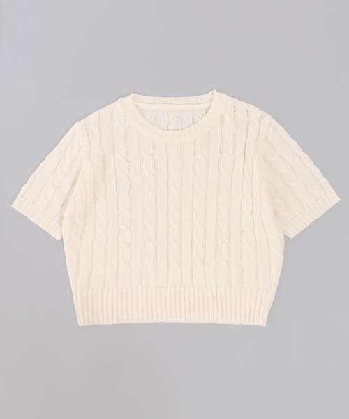 PHILLY(フィリー)の「ケーブル半袖ニット(ニット/セーター・レディース・アイボリー/グレー/ネイビー/ピンク・FREE)」の20枚目の写真