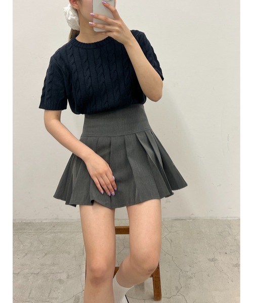 PHILLY(フィリー)の「ケーブル半袖ニット(ニット/セーター・レディース・アイボリー/グレー/ネイビー/ピンク・FREE)」の12枚目の写真