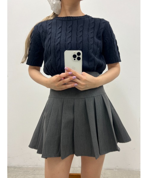 PHILLY(フィリー)の「ケーブル半袖ニット(ニット/セーター・レディース・アイボリー/グレー/ネイビー/ピンク・FREE)」の13枚目の写真