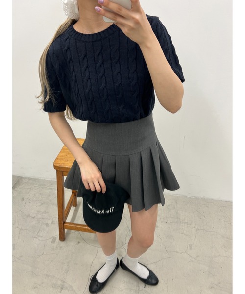 PHILLY(フィリー)の「ケーブル半袖ニット(ニット/セーター・レディース・アイボリー/グレー/ネイビー/ピンク・FREE)」の15枚目の写真