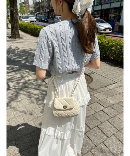 PHILLY(フィリー)の「ケーブル半袖ニット(ニット/セーター・レディース・アイボリー/グレー/ネイビー/ピンク・FREE)」の8枚目の写真