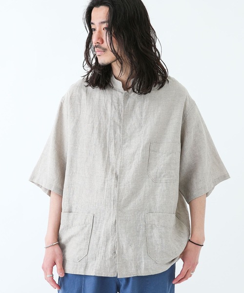 ARMY TWILL（アーミーツイル）の「ARMY TWILL　Stripe Sleeping Half-Sleeve Shirts（シャツ/ブラウス・メンズ・ベージュ系その他/ホワイト系その他・MEDIUM/LARGE）」の2枚目の写真