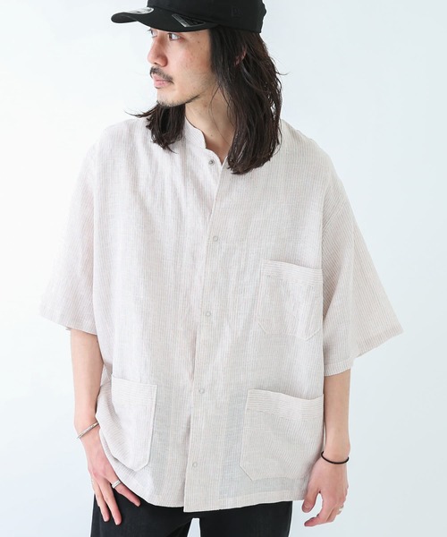 ARMY TWILL（アーミーツイル）の「ARMY TWILL　Stripe Sleeping Half-Sleeve Shirts（シャツ/ブラウス・メンズ・ベージュ系その他/ホワイト系その他・MEDIUM/LARGE）」の9枚目の写真