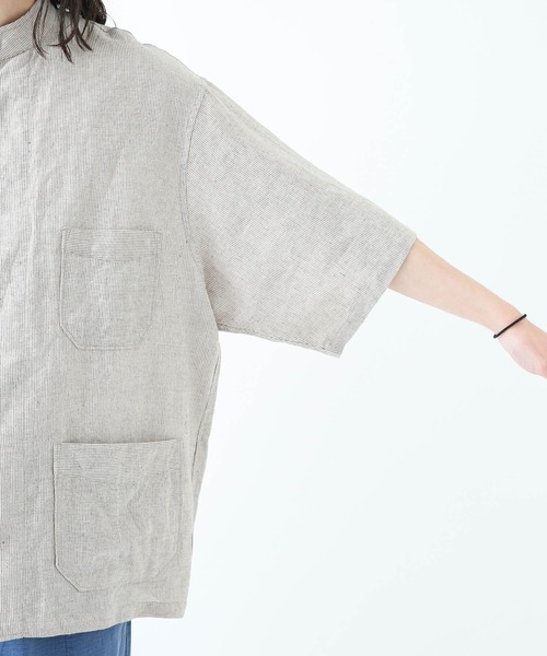 ARMY TWILL（アーミーツイル）の「ARMY TWILL　Stripe Sleeping Half-Sleeve Shirts（シャツ/ブラウス・メンズ・ベージュ系その他/ホワイト系その他・MEDIUM/LARGE）」の6枚目の写真