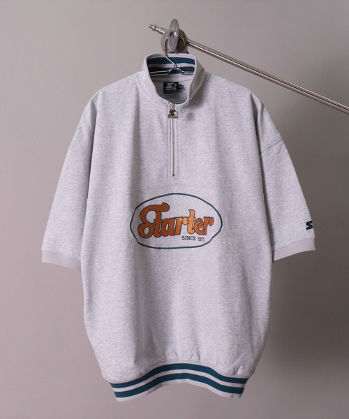 STARTER BLACK LABEL（スターターブラックレーベル）の「(YO)【STARTER BLACK LABEL】スウェット ハーフジップ 半袖 プルオーバー（Tシャツ/カットソー・メンズ・ブラック/ホワイト系その他・MEDIUM/LARGE/X-LARGE）」の3枚目の写真