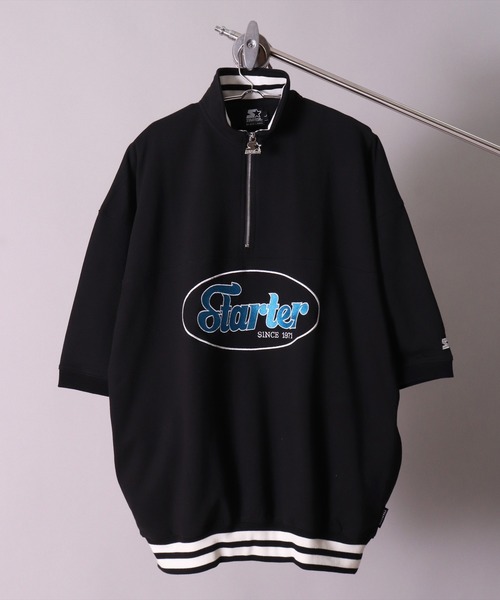 STARTER BLACK LABEL（スターターブラックレーベル）の「(YO)【STARTER BLACK LABEL】スウェット ハーフジップ 半袖 プルオーバー（Tシャツ/カットソー・メンズ・ブラック/ホワイト系その他・MEDIUM/LARGE/X-LARGE）」の5枚目の写真