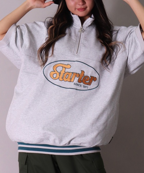 STARTER BLACK LABEL（スターターブラックレーベル）の「(YO)【STARTER BLACK LABEL】スウェット ハーフジップ 半袖 プルオーバー（Tシャツ/カットソー・メンズ・ブラック/ホワイト系その他・MEDIUM/LARGE/X-LARGE）」の7枚目の写真
