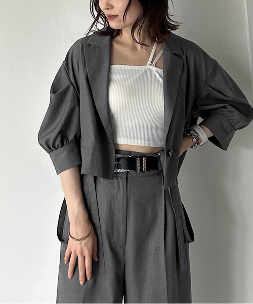 PAGEBOY（ページボーイ）の「ソデボリュームSSジャケット（テーラードジャケット・レディース・ブラック/ライトグレー/チャコールグレー・FREE）」の3枚目の写真