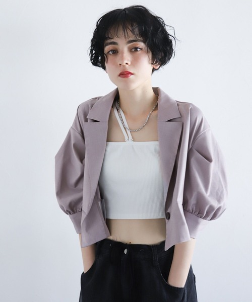 PAGEBOY（ページボーイ）の「ソデボリュームSSジャケット（テーラードジャケット・レディース・ブラック/ライトグレー/チャコールグレー・FREE）」の17枚目の写真