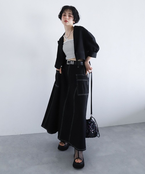 PAGEBOY（ページボーイ）の「ソデボリュームSSジャケット（テーラードジャケット・レディース・ブラック/ライトグレー/チャコールグレー・FREE）」の9枚目の写真