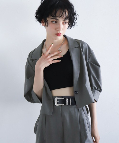 PAGEBOY（ページボーイ）の「ソデボリュームSSジャケット（テーラードジャケット・レディース・ブラック/ライトグレー/チャコールグレー・FREE）」の10枚目の写真