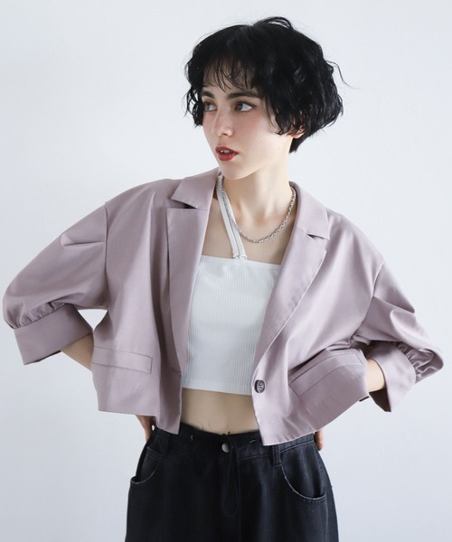 PAGEBOY（ページボーイ）の「ソデボリュームSSジャケット（テーラードジャケット・レディース・ブラック/ライトグレー/チャコールグレー・FREE）」の13枚目の写真