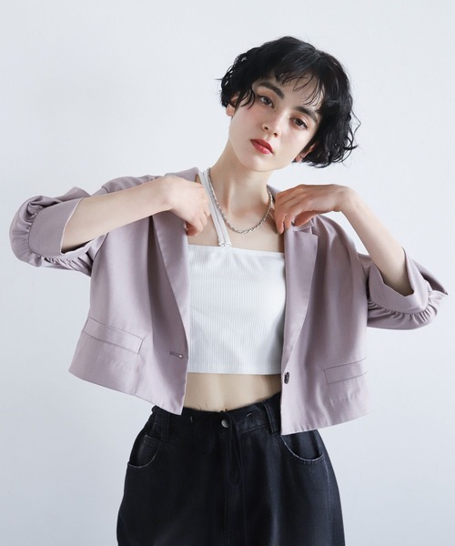 PAGEBOY（ページボーイ）の「ソデボリュームSSジャケット（テーラードジャケット・レディース・ブラック/ライトグレー/チャコールグレー・FREE）」の14枚目の写真