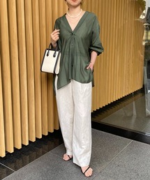 COLLAGE GALLARDAGALANTE | ワッシャーVネックシャツ(シャツ/ブラウス)