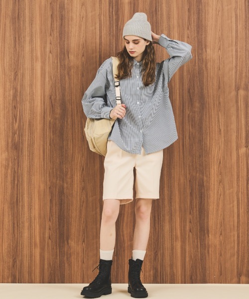 MERLOT（メルロー）の「ボリューム袖ベーシックストライプシャツ（シャツ/ブラウス・レディース・ネイビー/マスタード/ブルー・FREE）」の21枚目の写真