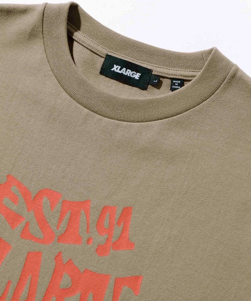 XLARGE（エクストララージ）の「EST.91 RAW EDGE S/S TEE（Tシャツ/カットソー・メンズ・ベージュ/ブラック・XL/S/M/L）」の4枚目の写真