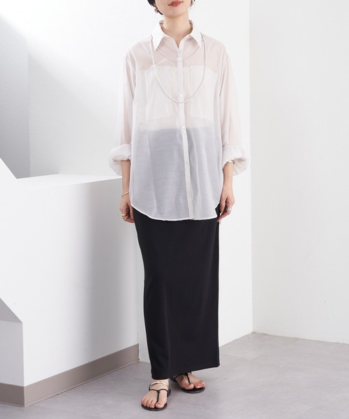 SHENERY（シーナリー）の「シアーオーガンジーシャツ（シャツ/ブラウス・レディース・ブルー/ライトグレー・FREE）」の17枚目の写真