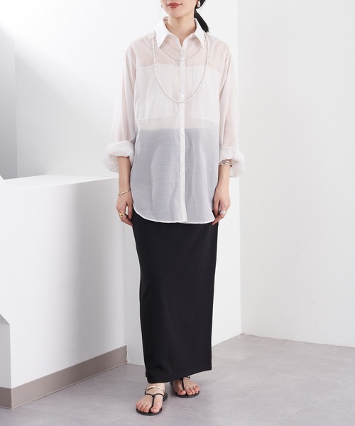 SHENERY（シーナリー）の「シアーオーガンジーシャツ（シャツ/ブラウス・レディース・ブルー/ライトグレー・FREE）」の18枚目の写真