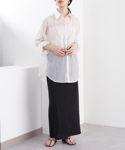 SHENERY（シーナリー）の「シアーオーガンジーシャツ（シャツ/ブラウス・レディース・ブルー/ライトグレー・FREE）」の20枚目の写真