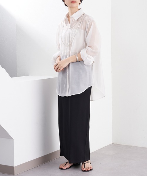 SHENERY（シーナリー）の「シアーオーガンジーシャツ（シャツ/ブラウス・レディース・ブルー/ライトグレー・FREE）」の21枚目の写真