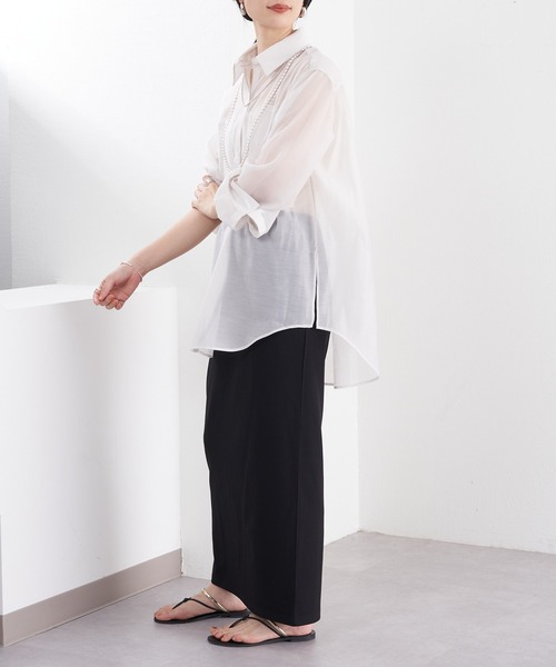 SHENERY（シーナリー）の「シアーオーガンジーシャツ（シャツ/ブラウス・レディース・ブルー/ライトグレー・FREE）」の22枚目の写真