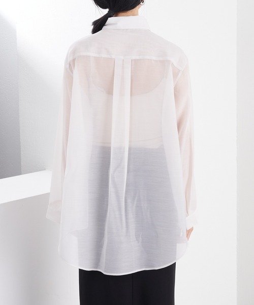 SHENERY（シーナリー）の「シアーオーガンジーシャツ（シャツ/ブラウス・レディース・ブルー/ライトグレー・FREE）」の3枚目の写真