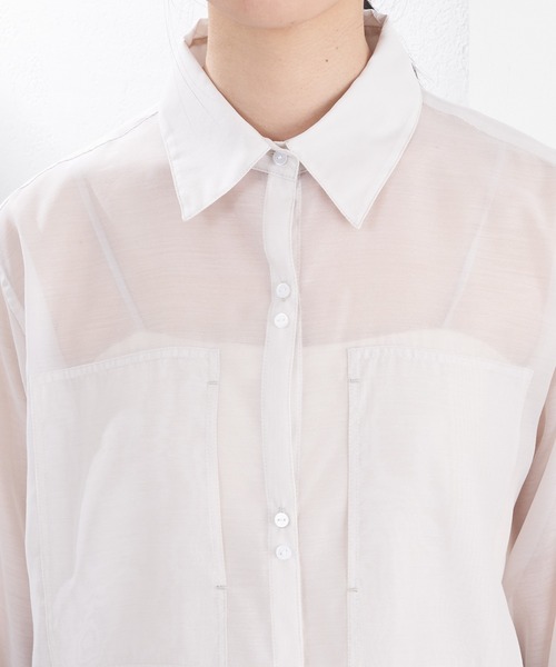 SHENERY（シーナリー）の「シアーオーガンジーシャツ（シャツ/ブラウス・レディース・ブルー/ライトグレー・FREE）」の4枚目の写真