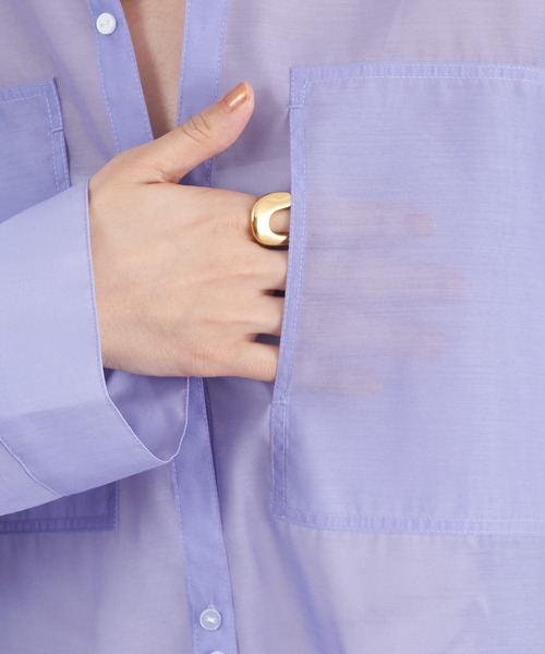 SHENERY（シーナリー）の「シアーオーガンジーシャツ（シャツ/ブラウス・レディース・ブルー/ライトグレー・FREE）」の8枚目の写真