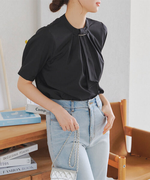 KOBE LETTUCE(コウベレタス)の「選べる4タイプ 半袖デザインブラウス(シャツ/ブラウス・レディース・ブラック系/ブラック系2/ホワイト系/ホワイト系1/ネイビー系/ブルー系1/ネイビー系1/ブルー系/ブラック系1/ブルー系2/ネイビー系2/ホワイト系2/ブラック系4/ブルー系4/ホワイト系3/ホワイト系4/ブラック系3/ブルー系3・M1/M3/M2/M5/L1/L2/2/1/M4/L5/L4/5/4/L3/3)」の9枚目の写真