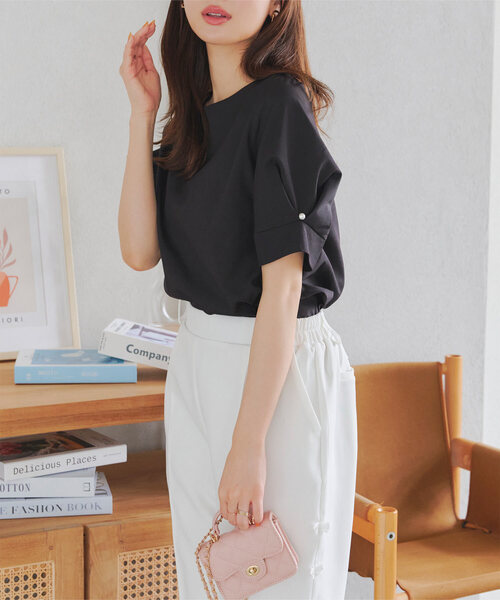 KOBE LETTUCE(コウベレタス)の「選べる4タイプ 半袖デザインブラウス(シャツ/ブラウス・レディース・ブラック系/ブラック系2/ホワイト系/ホワイト系1/ネイビー系/ブルー系1/ネイビー系1/ブルー系/ブラック系1/ブルー系2/ネイビー系2/ホワイト系2/ブラック系4/ブルー系4/ホワイト系3/ホワイト系4/ブラック系3/ブルー系3・M1/M3/M2/M5/L1/L2/2/1/M4/L5/L4/5/4/L3/3)」の10枚目の写真