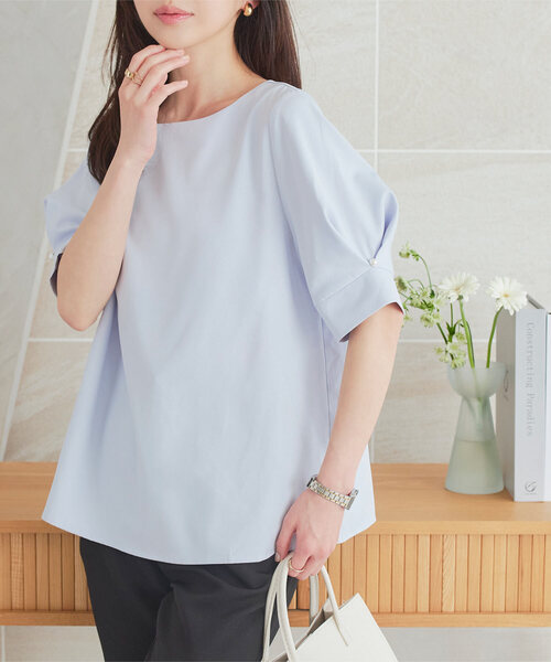 KOBE LETTUCE(コウベレタス)の「選べる4タイプ 半袖デザインブラウス(シャツ/ブラウス・レディース・ブラック系/ブラック系2/ホワイト系/ホワイト系1/ネイビー系/ブルー系1/ネイビー系1/ブルー系/ブラック系1/ブルー系2/ネイビー系2/ホワイト系2/ブラック系4/ブルー系4/ホワイト系3/ホワイト系4/ブラック系3/ブルー系3・M1/M3/M2/M5/L1/L2/2/1/M4/L5/L4/5/4/L3/3)」の18枚目の写真