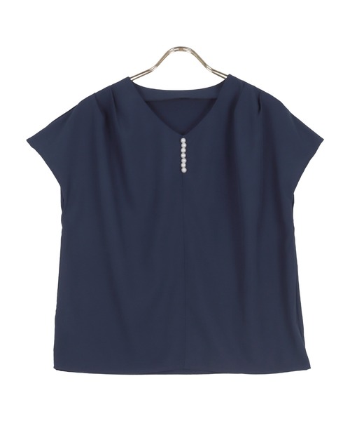 KOBE LETTUCE(コウベレタス)の「選べる4タイプ 半袖デザインブラウス(シャツ/ブラウス・レディース・ブラック系/ブラック系2/ホワイト系/ホワイト系1/ネイビー系/ブルー系1/ネイビー系1/ブルー系/ブラック系1/ブルー系2/ネイビー系2/ホワイト系2/ブラック系4/ブルー系4/ホワイト系3/ホワイト系4/ブラック系3/ブルー系3・M1/M3/M2/M5/L1/L2/2/1/M4/L5/L4/5/4/L3/3)」の11枚目の写真