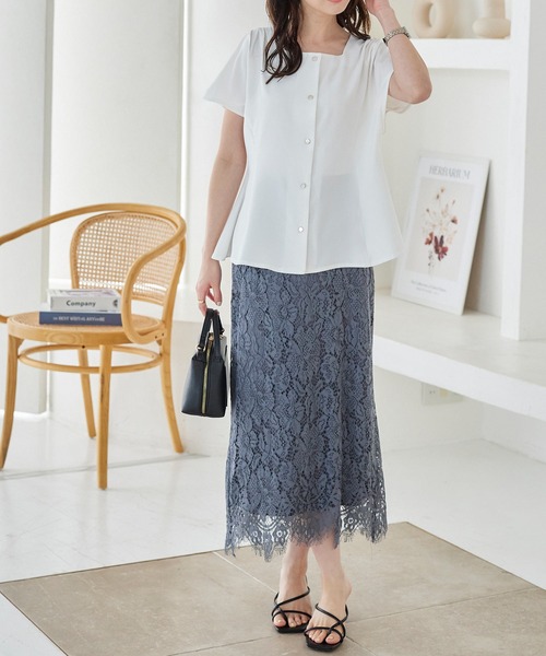 KOBE LETTUCE(コウベレタス)の「選べる4タイプ 半袖デザインブラウス(シャツ/ブラウス・レディース・ブラック系/ブラック系2/ホワイト系/ホワイト系1/ネイビー系/ブルー系1/ネイビー系1/ブルー系/ブラック系1/ブルー系2/ネイビー系2/ホワイト系2/ブラック系4/ブルー系4/ホワイト系3/ホワイト系4/ブラック系3/ブルー系3・M1/M3/M2/M5/L1/L2/2/1/M4/L5/L4/5/4/L3/3)」の20枚目の写真