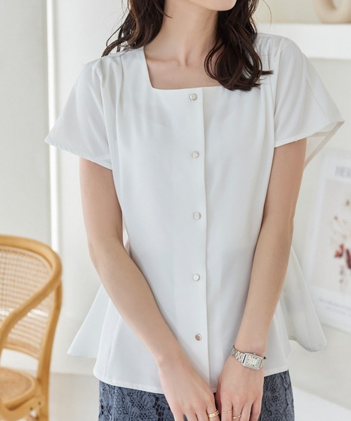 KOBE LETTUCE(コウベレタス)の「選べる4タイプ 半袖デザインブラウス(シャツ/ブラウス・レディース・ブラック系/ブラック系2/ホワイト系/ホワイト系1/ネイビー系/ブルー系1/ネイビー系1/ブルー系/ブラック系1/ブルー系2/ネイビー系2/ホワイト系2/ブラック系4/ブルー系4/ホワイト系3/ホワイト系4/ブラック系3/ブルー系3・M1/M3/M2/M5/L1/L2/2/1/M4/L5/L4/5/4/L3/3)」の22枚目の写真