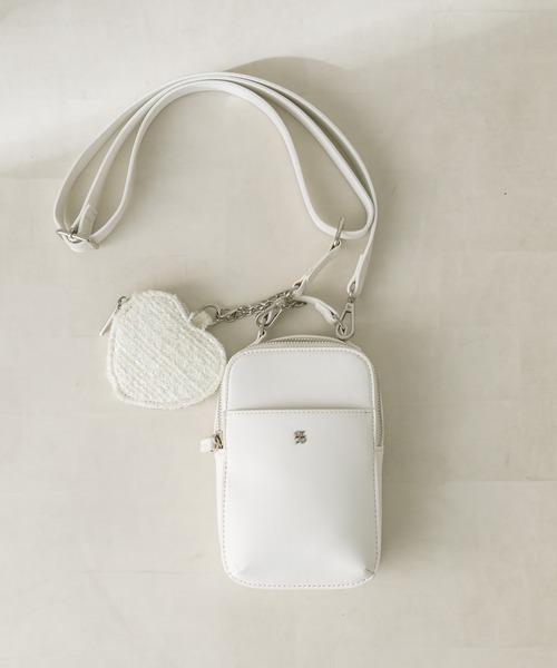 OLIVE des OLIVE（オリーブデオリーブ）の「ハートポーチ付スマホショルダー　1031120210（ショルダーバッグ・レディース・サックスブルー/ブラック/ホワイト・FREE）」の5枚目の写真